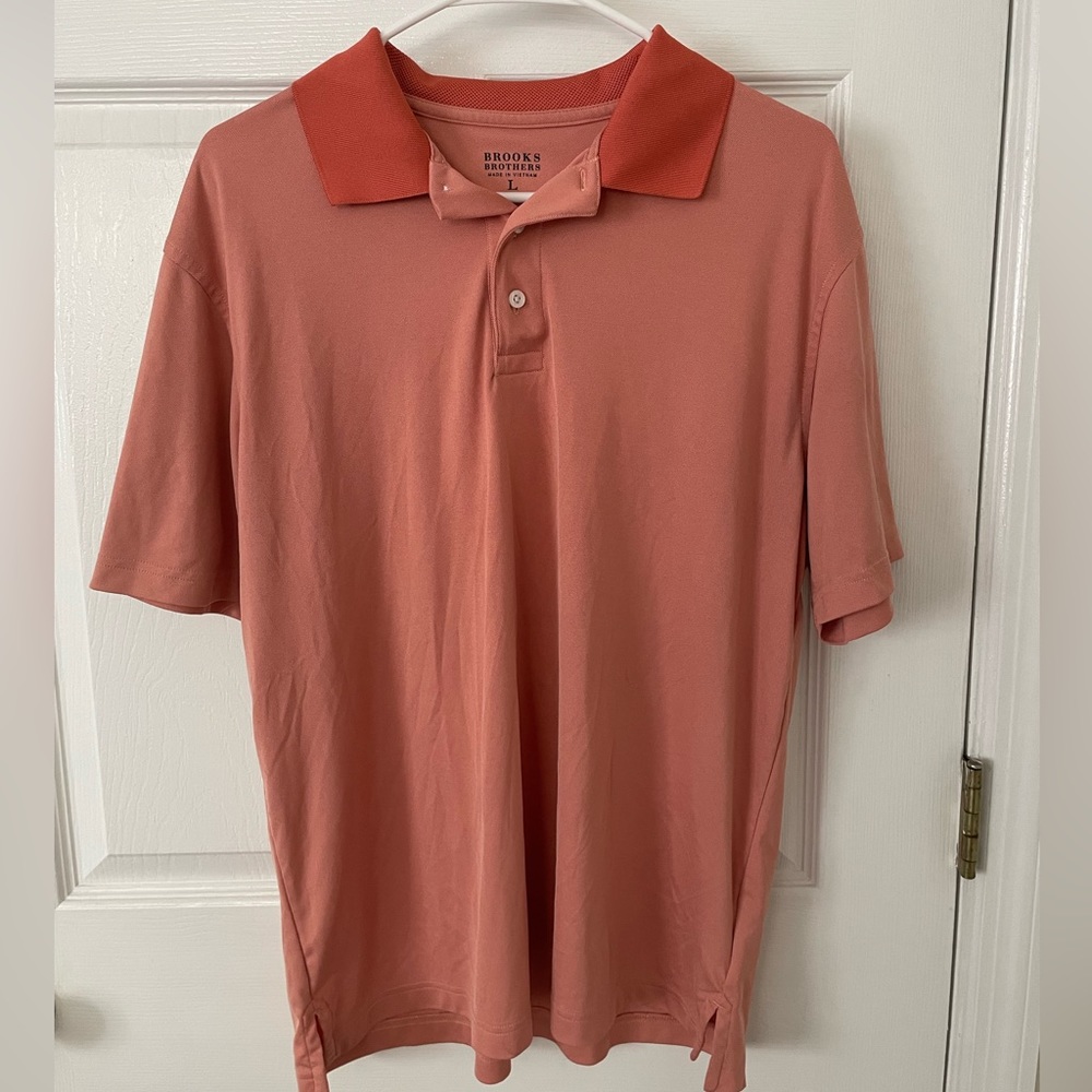 Orange Brooks Brothers Performance Polo. Size Large. Regular Fit.